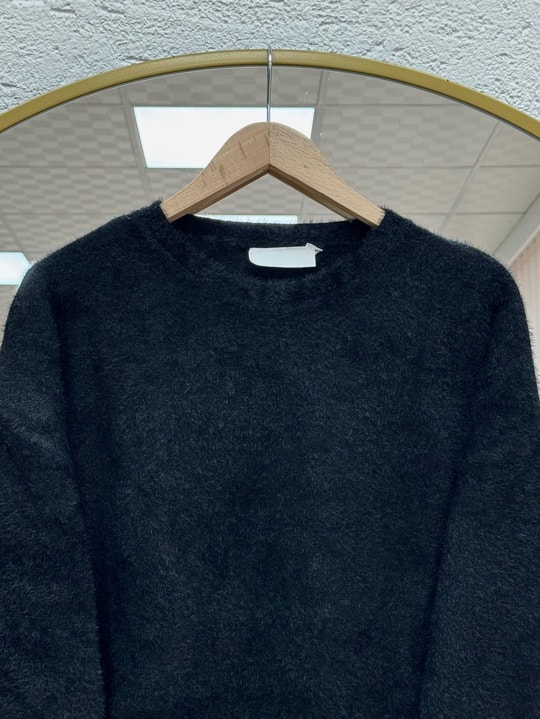 Lorin Kol Ucu Gold Düğmeli Uzun Triko Tunik-KR6015 Siyah