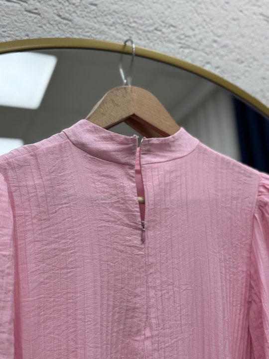 Lunia Balon Kol Hakim Yaka Kuşaklı Vrn Elbise-EK124.12 Pembe