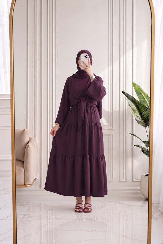 Lunique Eteği Katkatlı Bağlamalı Takım-EK630 Mürdüm