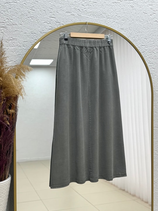 Lunona Çift Cepli Tensel Etek-MA8256 Haki