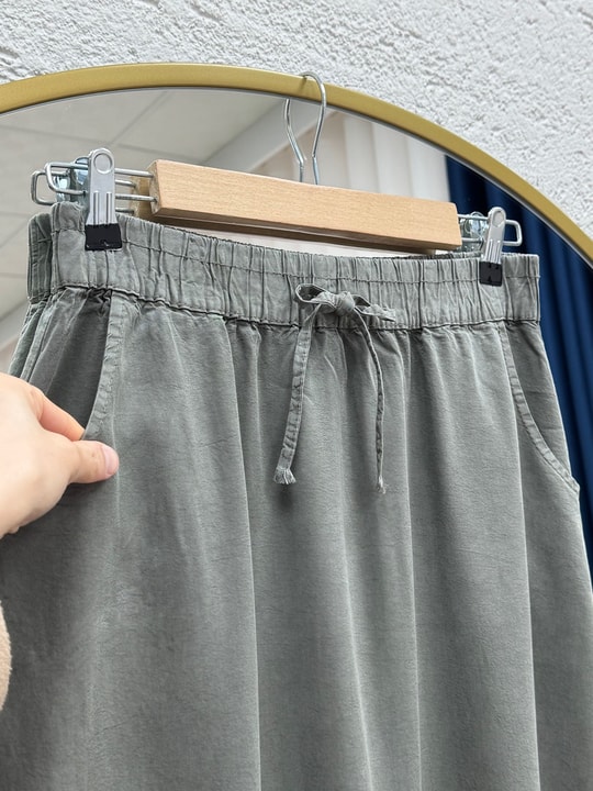 Lunona Çift Cepli Tensel Etek-MA8256 Haki