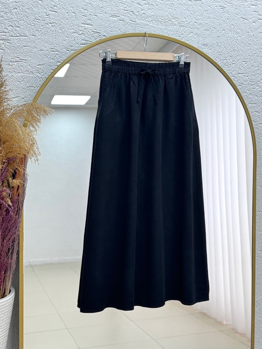Lunona Çift Cepli Tensel Etek-MA8256 Siyah