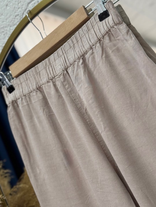 Lunora Beli Lastikli Bol Paça Pantolon-MA3204 Taş