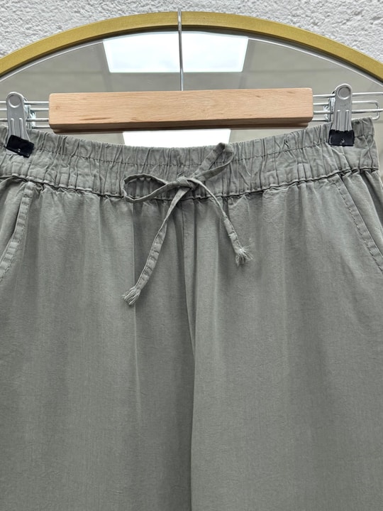 Lunora Beli Lastikli Bol Paça Pantolon-MA3204 Çağla Yeşili