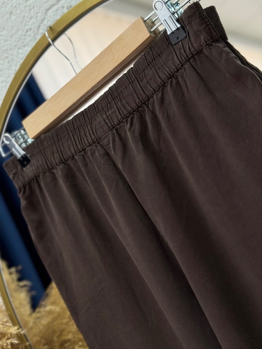 Lunora Beli Lastikli Bol Paça Pantolon-MA3204 Kahve