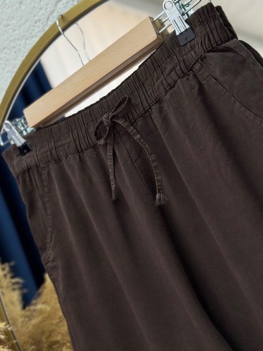 Lunora Beli Lastikli Bol Paça Pantolon-MA3204 Kahve