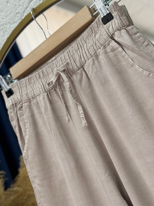 Lunora Beli Lastikli Bol Paça Pantolon-MA3204 Taş