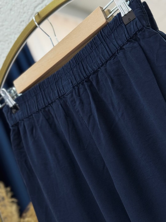 Lunora Beli Lastikli Bol Paça Pantolon-MA3204 Lacivert