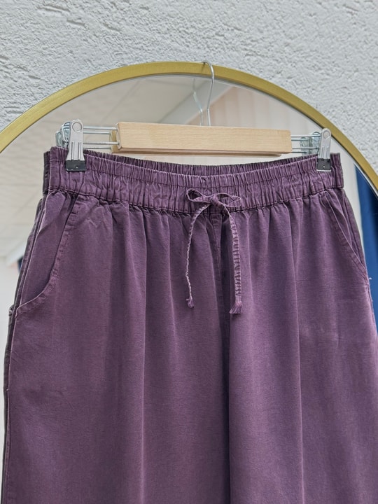 Lunora Beli Lastikli Bol Paça Pantolon-MA3204 Mürdüm