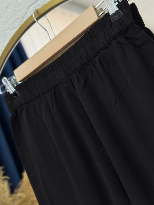 Lunora Beli Lastikli Bol Paça Pantolon-MA3204 Siyah
