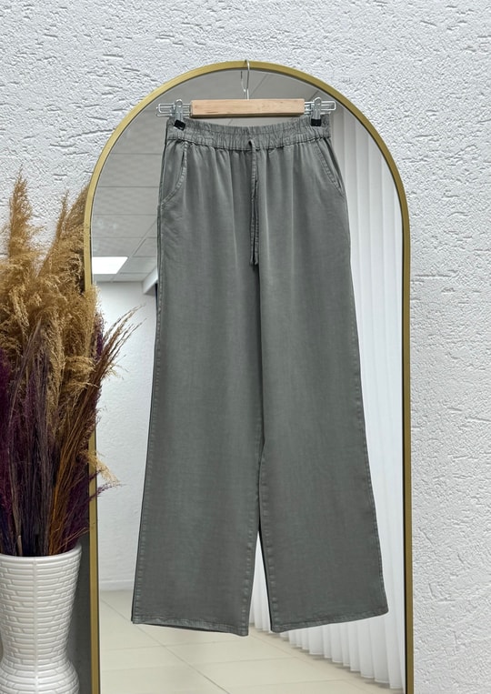 Lunora Beli Lastikli Bol Paça Pantolon-MA3204 Çağla Yeşili