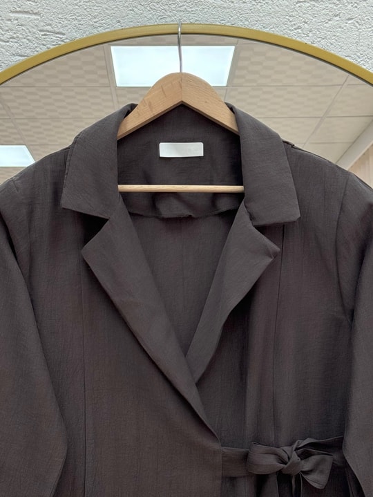 Mahbanu Gömlek Yaka Yırtmaçlı Kimono Kap-EK1107 Kahve