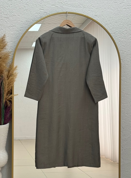 Mahbanu Gömlek Yaka Yırtmaçlı Kimono Kap-EK1107 Mint