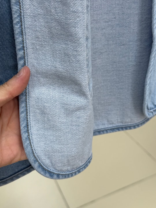 Mahira Çift Cepli Belden Bağlamalı Kot Kimono-LS2584 Açık Mavi