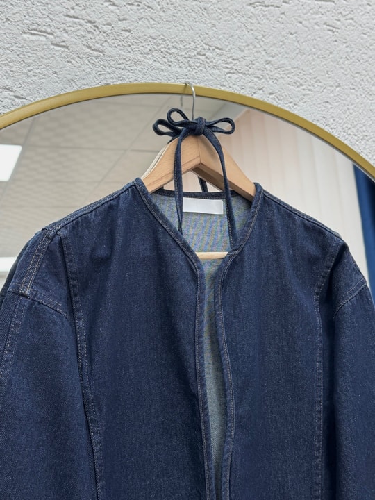 Mahira Çift Cepli Belden Bağlamalı Kot Kimono-LS2584 Lacivert