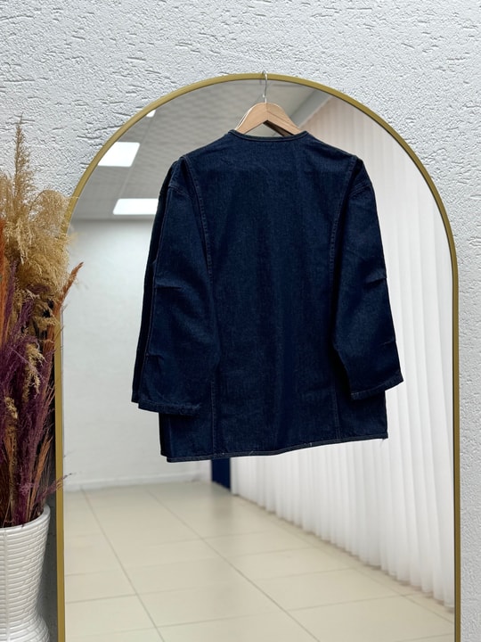 Mahira Çift Cepli Belden Bağlamalı Kot Kimono-LS2584 Lacivert