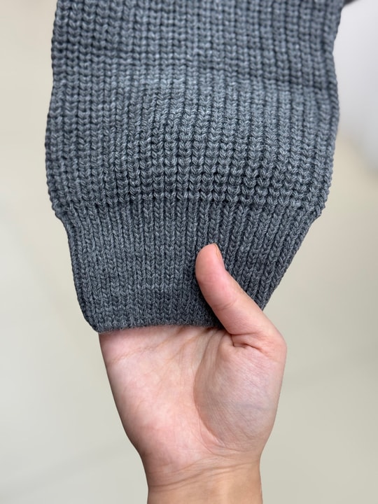 Mahnur Fermuarlı Boğazlı Triko Hırka-KR6005 Gri