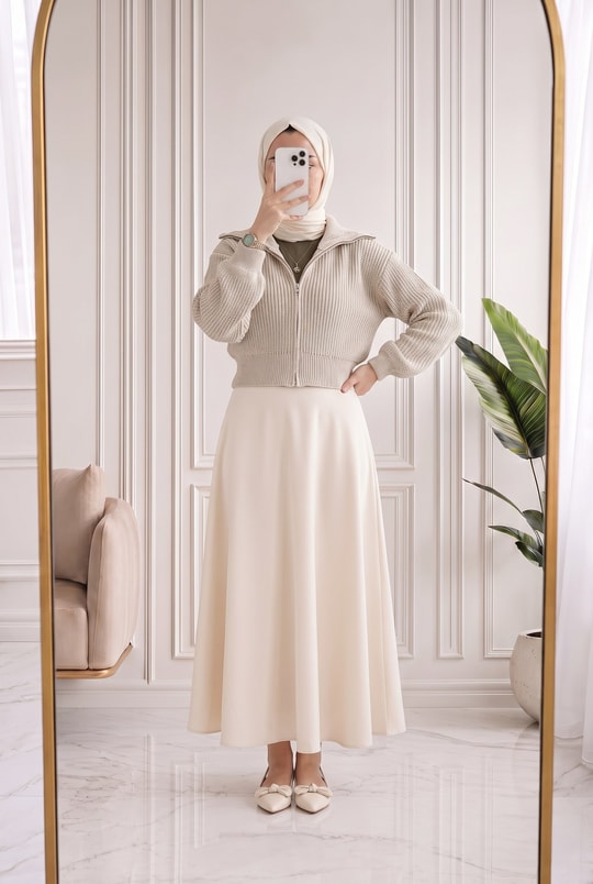 Mahnur Fermuarlı Boğazlı Triko Hırka-KR6005 Taş