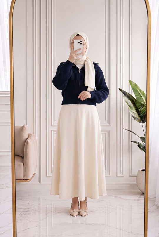 Mahnur Fermuarlı Boğazlı Triko Hırka-KR6005 Lacivert