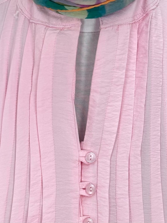 Maroria Pileli  Düğmeli Gömlek-NA803 Pembe