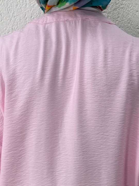 Maroria Pileli  Düğmeli Gömlek-NA803 Pembe