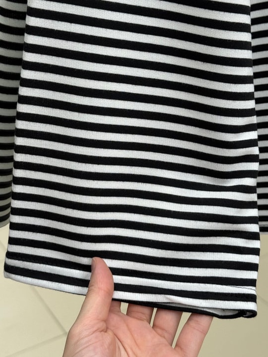 Mayra Çizgili Fularlı Tunik-SS13254 Siyah