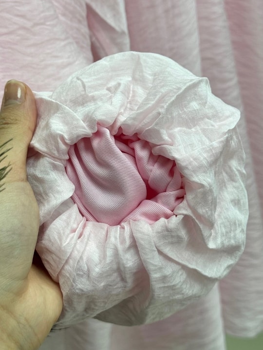 Mehnur Bağlamalı Balon Kol Pantolonlu Vual Takım-EY1054 Pembe