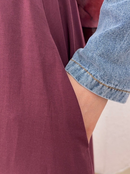 Mehri Çift Cepli Poplin Etek-Zİ3143 Mürdüm