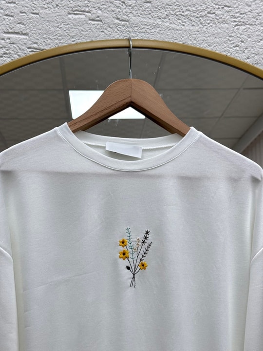 Mehşah Çiçek Desenli Bluz-SS13137 Beyaz