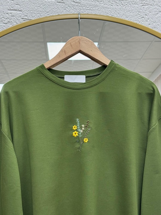 Mehşah Çiçek Desenli Bluz-SS13137 Haki