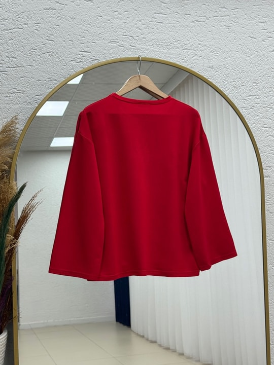 Mehşah Çiçek Desenli Bluz-SS13137 Kırmızı