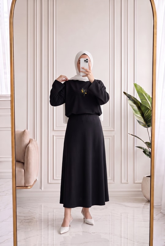 Mehşah Çiçek Desenli Bluz-SS13137 Siyah