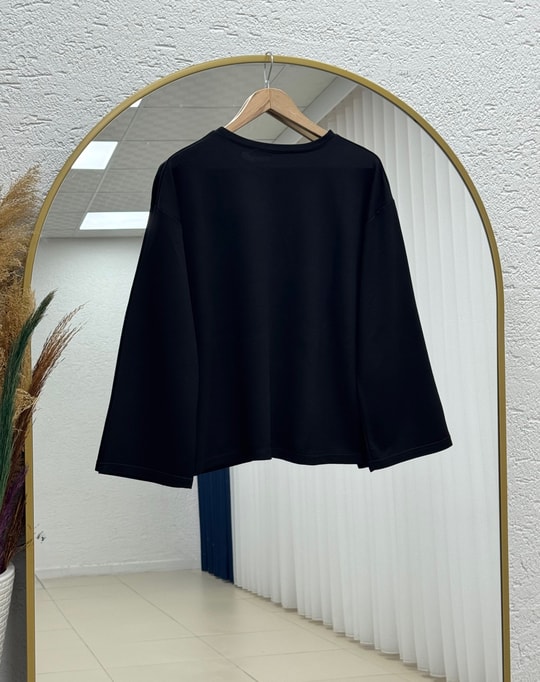 Mehşah Çiçek Desenli Bluz-SS13137 Siyah