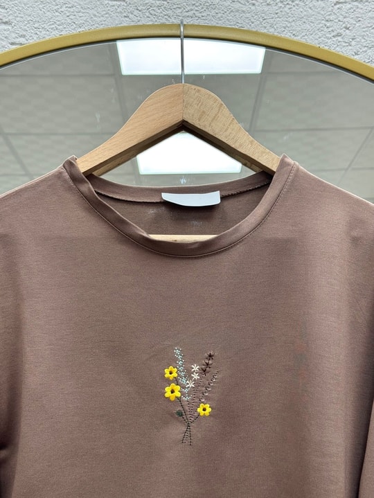 Mehşah Çiçek Desenli Bluz-SS13137 Vizon