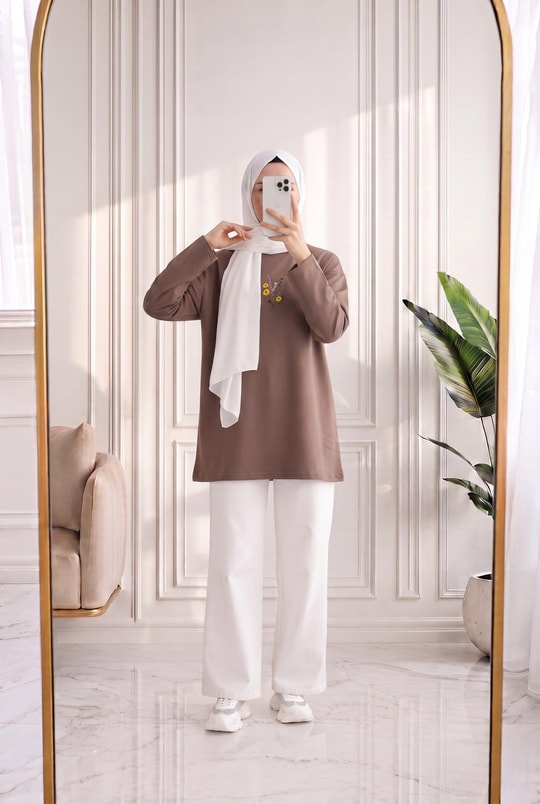 Mehşah Çiçek Desenli Bluz-SS13137 Vizon