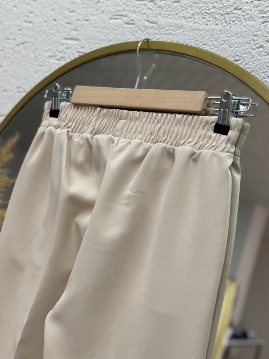 Melena Yandan Çımalı İspanyol Paça Pantolon-MT514 Taş