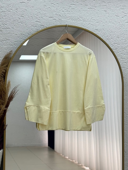 Melifer Yırtmaçlı Ve Dikiş Detaylı Tunik-SS13203 Sarı