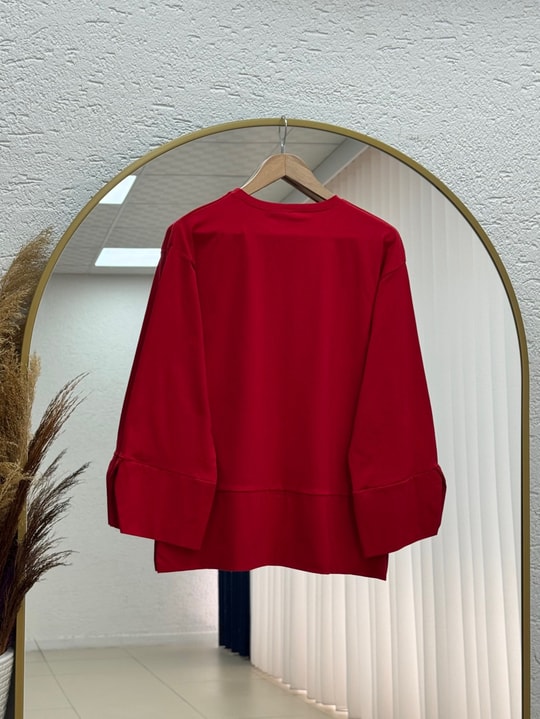 Melifer Yırtmaçlı Ve Dikiş Detaylı Tunik-SS13203 Kırmızı