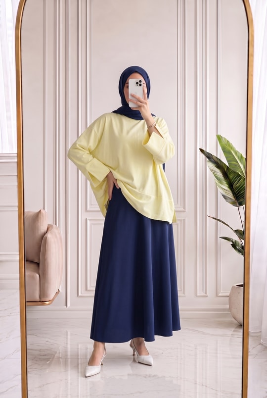 Melifer Yırtmaçlı Ve Dikiş Detaylı Tunik-SS13203 Sarı
