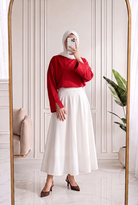 Melifer Yırtmaçlı Ve Dikiş Detaylı Tunik-SS13203 Kırmızı