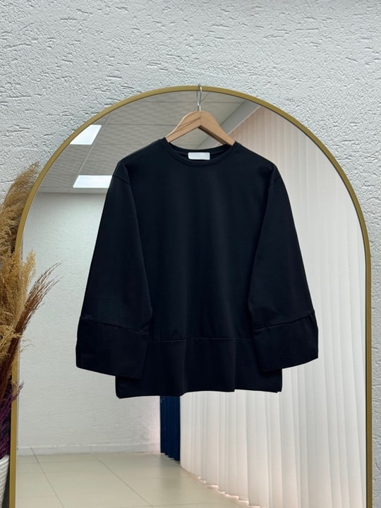 Melifer Yırtmaçlı Ve Dikiş Detaylı Tunik-SS13203 Siyah