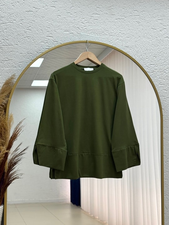 Melifer Yırtmaçlı Ve Dikiş Detaylı Tunik-SS13203 Haki