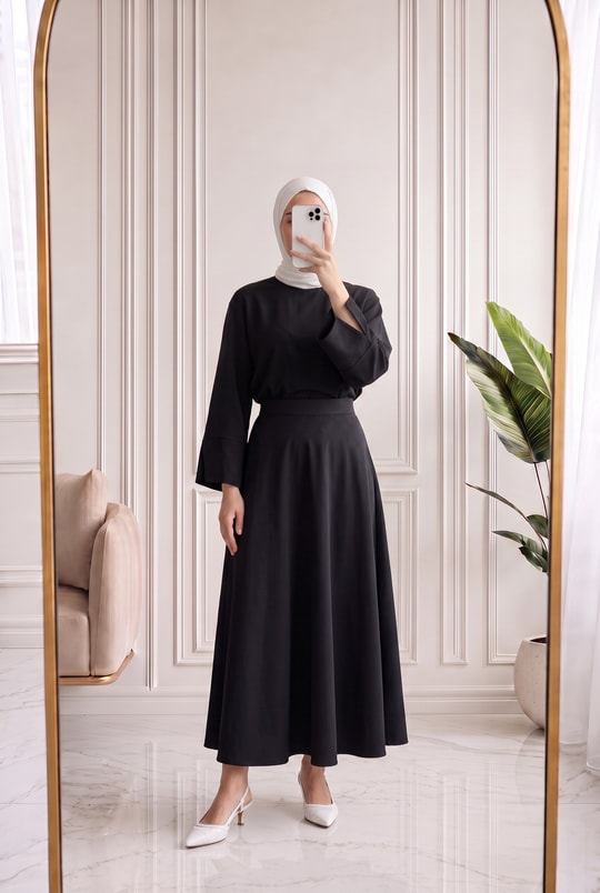 Melifer Yırtmaçlı Ve Dikiş Detaylı Tunik-SS13203 Siyah