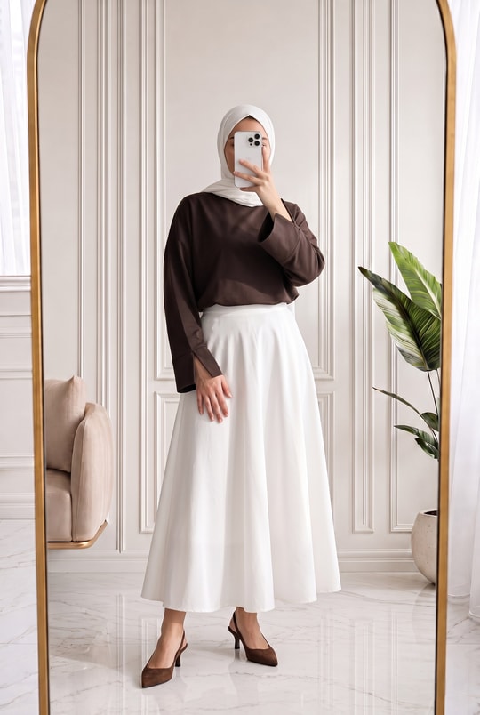 Melifer Yırtmaçlı Ve Dikiş Detaylı Tunik-SS13203 Kahve