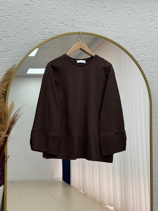 Melifer Yırtmaçlı Ve Dikiş Detaylı Tunik-SS13203 Kahve