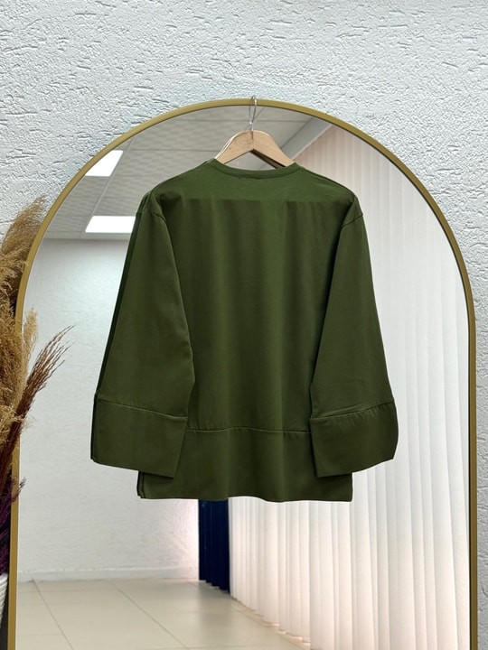 Melifer Yırtmaçlı Ve Dikiş Detaylı Tunik-SS13203 Haki
