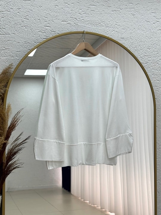 Melifer Yırtmaçlı Ve Dikiş Detaylı Tunik-SS13203 Beyaz