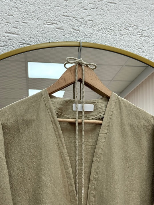 Melihan Kol Ucu Püsküllü Bağlamlı Keten Kimono-SS13162 Vizon