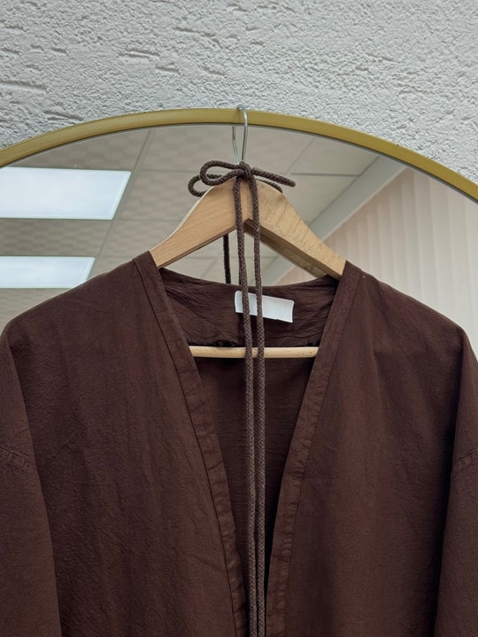 Melihan Kol Ucu Püsküllü Bağlamlı Keten Kimono-SS13162 Kahve