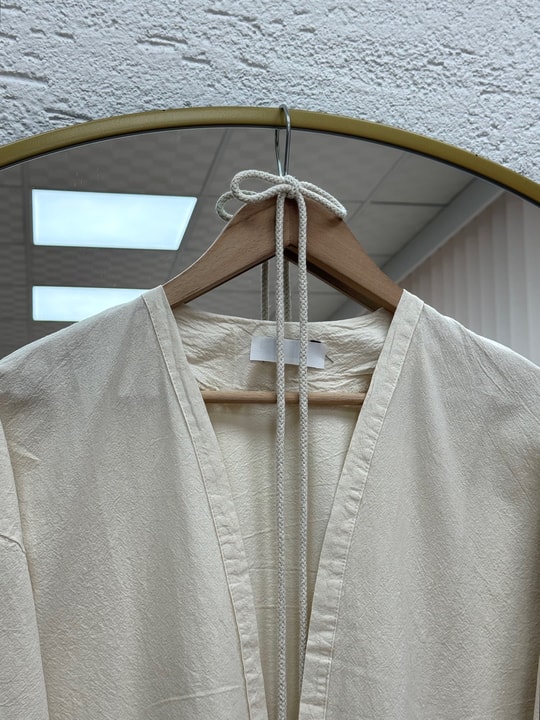 Melihan Kol Ucu Püsküllü Bağlamlı Keten Kimono-SS13162 Taş
